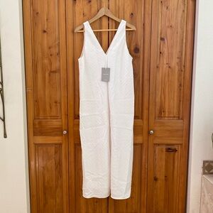 Everlane City Stripe Midi Dress 12 in Bone